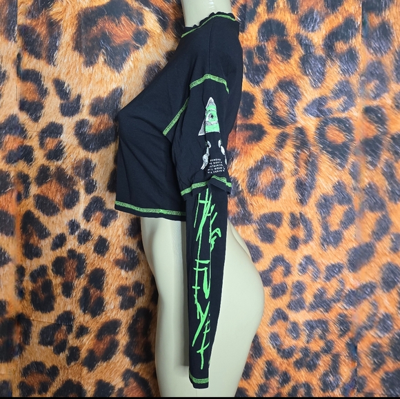 Killstar Illuminated Long Sleeve Crop Top - Picture 5 of 12